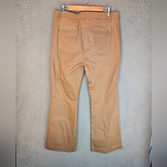Reiss Patch Pockets Flare Pants Sz 12 Stretch Twill High Rise Tan - Picture 7 of 12